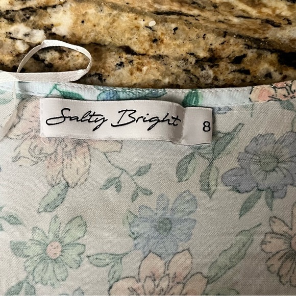 Salty Bright mini dress floral boho Cottegecore Peasent beach 8 Swing Casual - Picture 9 of 10